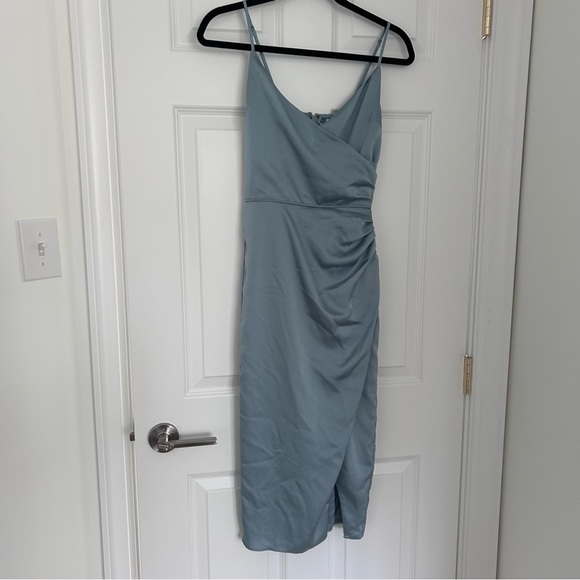 Abercrombie & Fitch blue midi wrap dress with ruching size XST - Picture 3 of 4